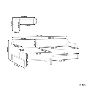 Divano angolare 3 posti in tessuto tortora lato destro Tessuto poliestere Gambe di legno Soggiorno