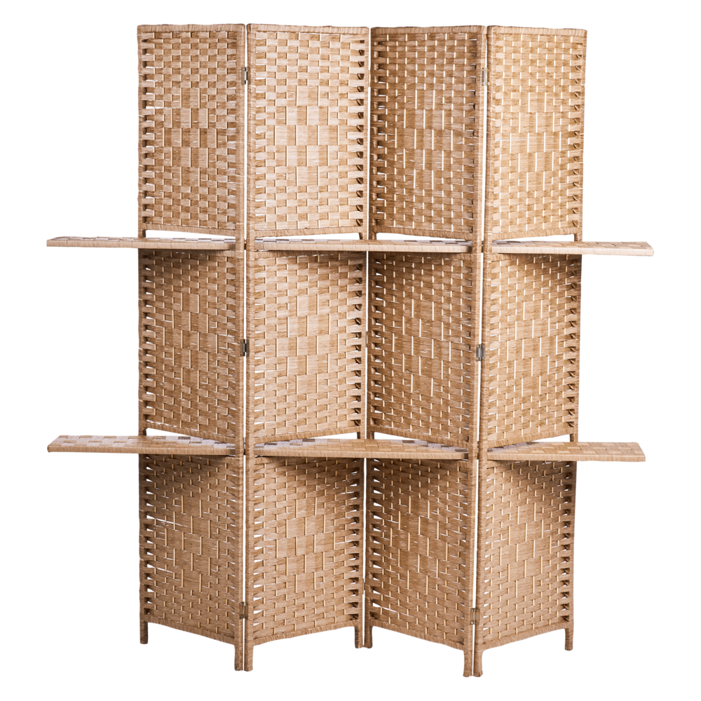 Divisorio a 4 pannelli per ambienti in legno di pioppo chiaro Pareti con trame in stile Boho