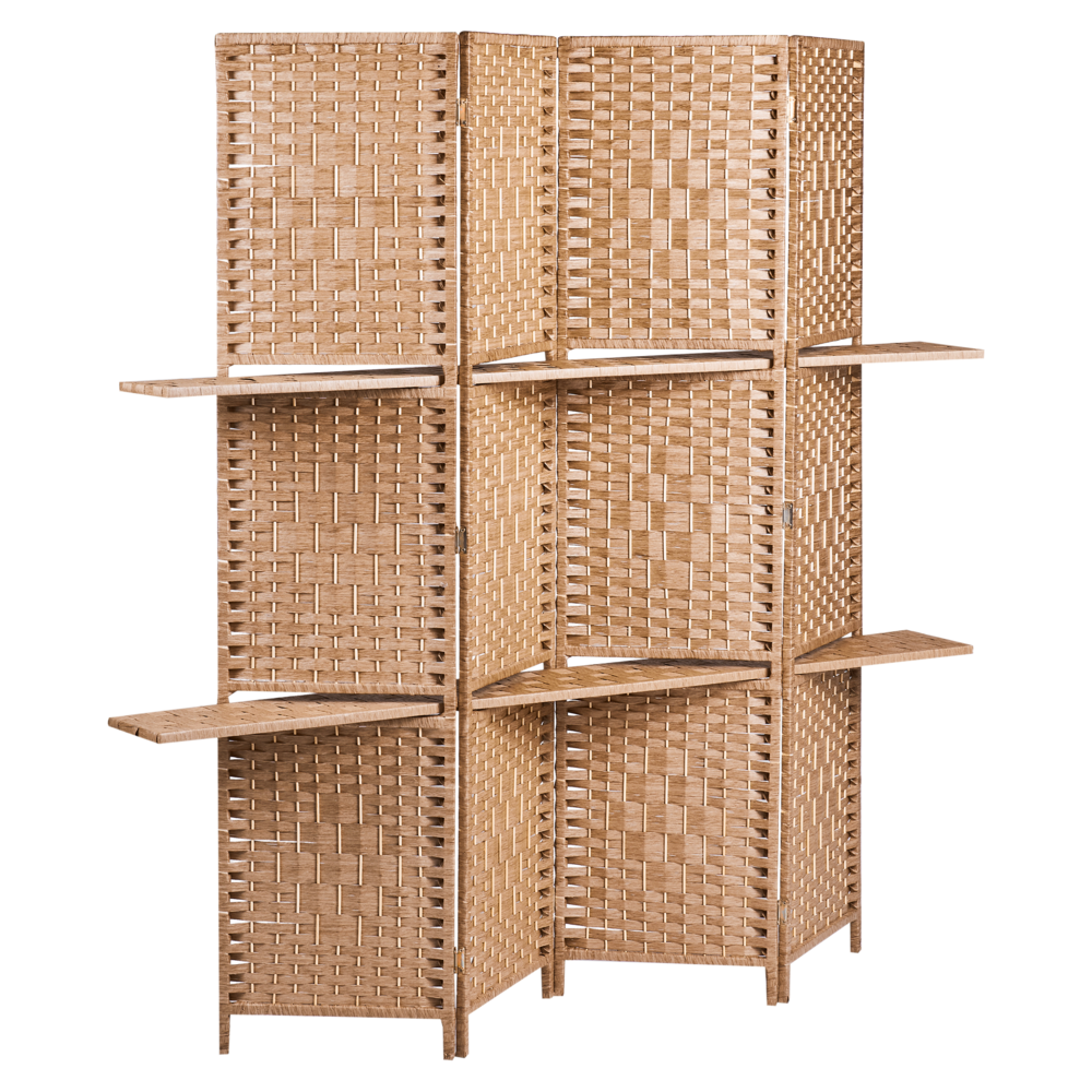 Divisorio a 4 pannelli per ambienti in legno di pioppo chiaro Pareti con trame in stile Boho