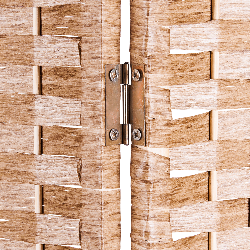 Divisorio a 4 pannelli per ambienti in legno di pioppo chiaro Pareti con trame in stile Boho