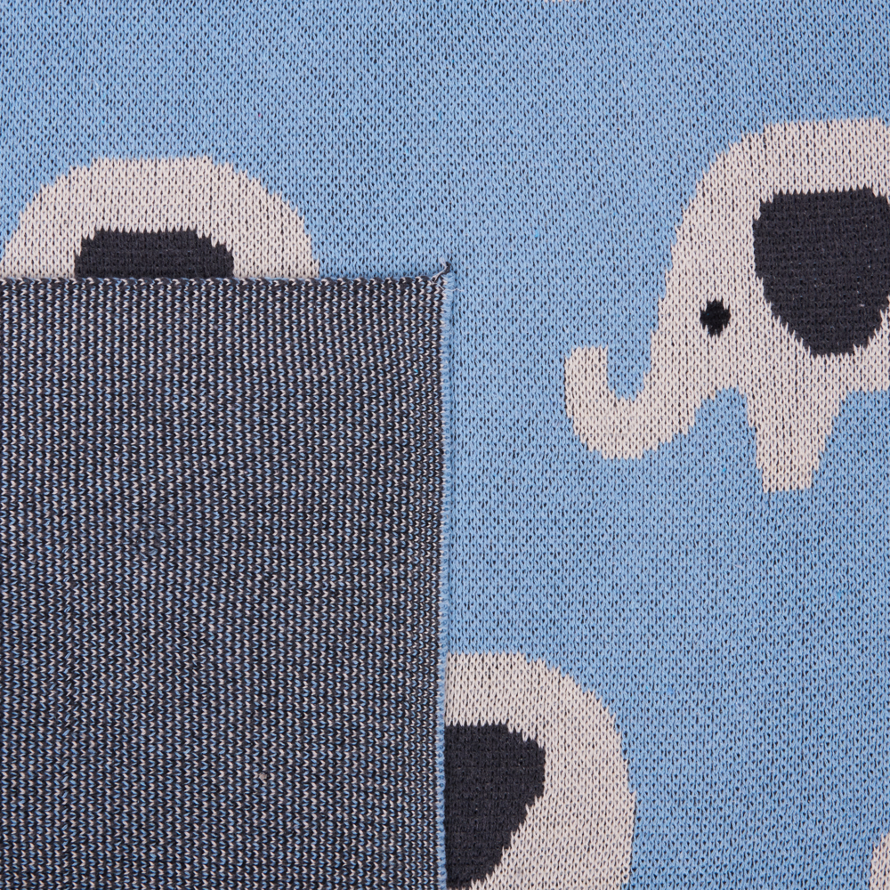 Coperta per bambini in cotone blu 130 x 180 cm per il letto Accogliente motivo elefante Camera da letto Camera dei bambini Design moderno