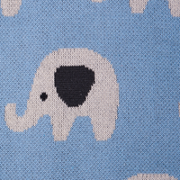 Coperta per bambini in cotone blu 130 x 180 cm per il letto Accogliente motivo elefante Camera da letto Camera dei bambini Design moderno