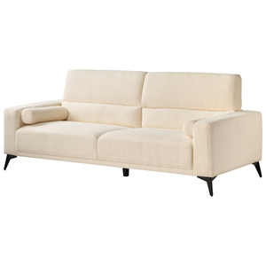 Divano a 3 posti Tessuto bouclè bianco sporco Poliestere Altezza schienale regolabile Moderno