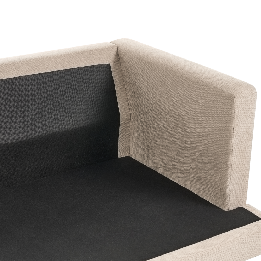 Divano a 3 posti in tessuto Marrone chiaro Gambe in legno scuro Soggiorno stile moderno