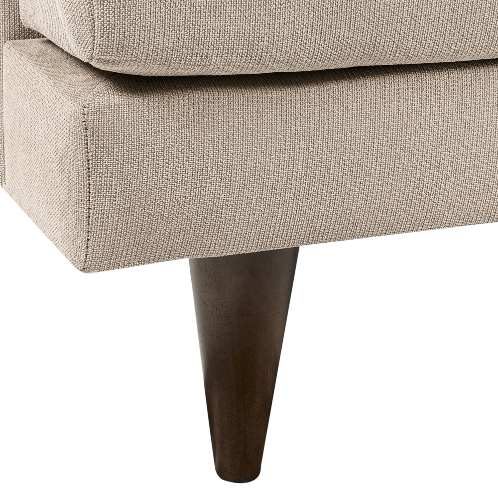 Divano a 3 posti in tessuto Marrone chiaro Gambe in legno scuro Soggiorno stile moderno