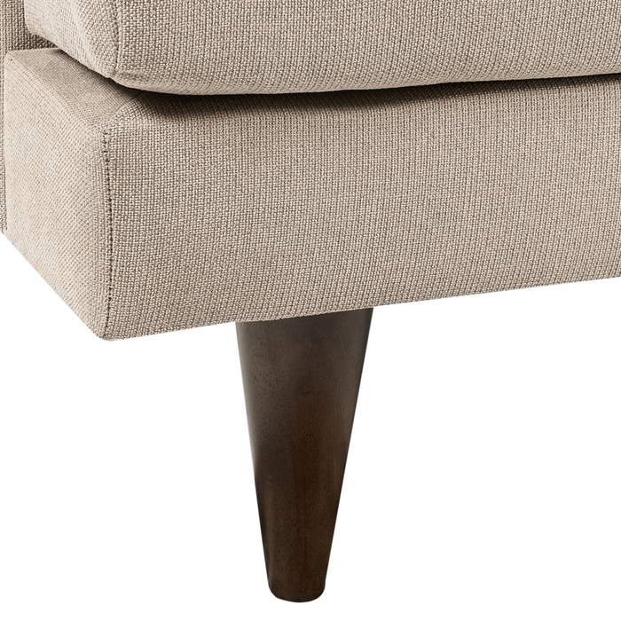 Divano a 3 posti in tessuto Marrone chiaro Gambe in legno scuro Soggiorno stile moderno