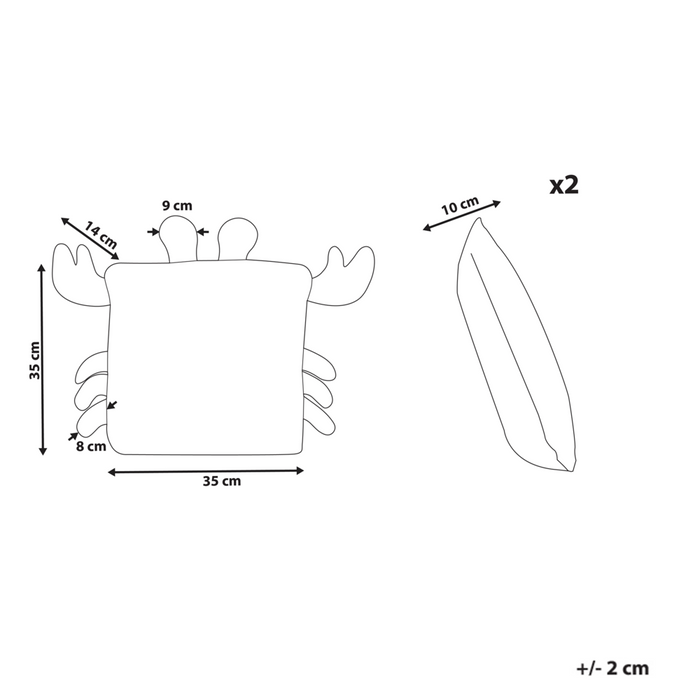 Set di 2 cuscini per bambini Rosa in tessuto di cotone a forma di granchio con imbottitura Morbido giocattolo per bambini