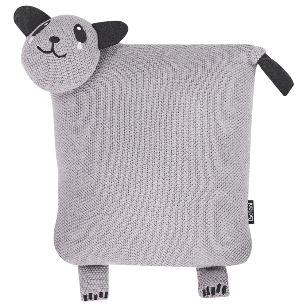 Set di 2 cuscini per bambini in tessuto di cotone grigio a forma di panda, con imbottitura morbida e giocattolo per bambini
