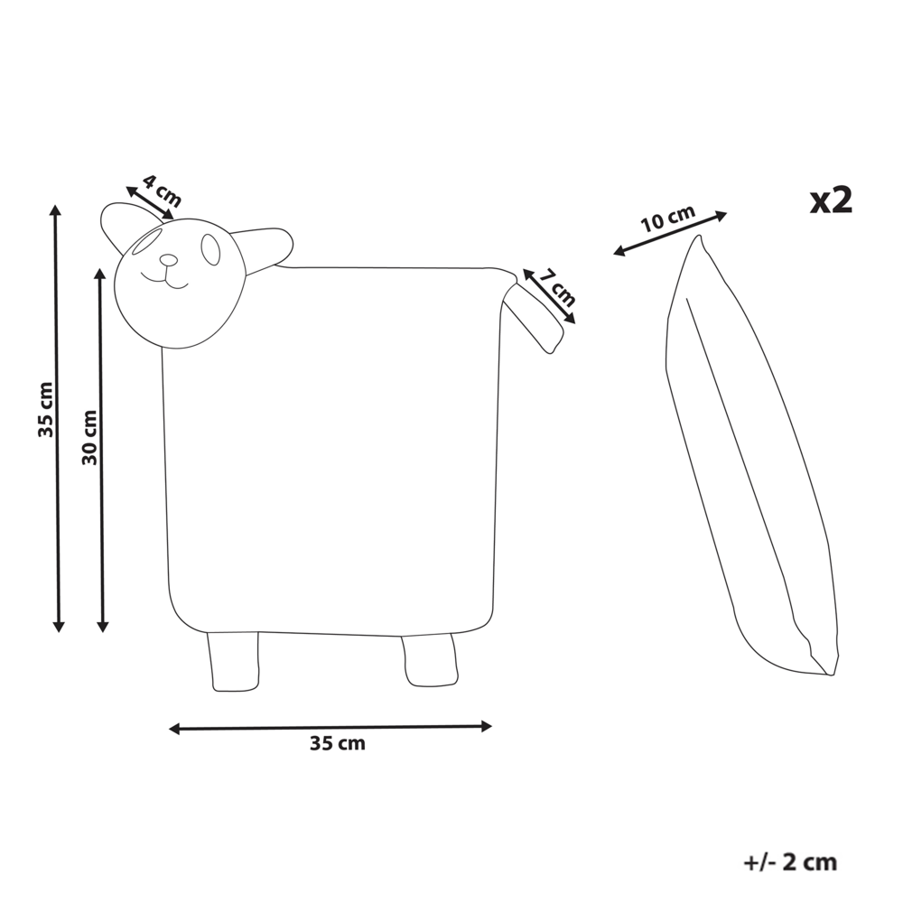 Set di 2 cuscini per bambini in tessuto di cotone grigio a forma di panda, con imbottitura morbida e giocattolo per bambini