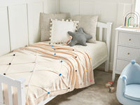 Coperta per Bambini Beige in Cotone 130 x 180 cm, Plaid Accogliente con Motivo a Pois Multicolore, Design Moderno per Camera da Letto.