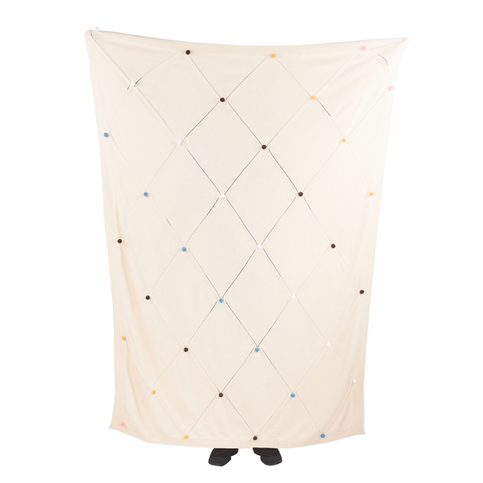 Coperta per Bambini Beige in Cotone 130 x 180 cm, Plaid Accogliente con Motivo a Pois Multicolore, Design Moderno per Camera da Letto.