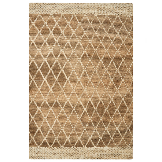 Tappeto Runner Beige Juta 200 x 300 cm Motivo geometrico intrecciato a mano Boho Corridoio Camera da letto