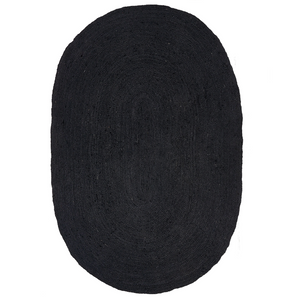 Tappeto Nero Juta 160 x 230 cm Intrecciato Ovale Riscaldamento a Pavimento Adatto Soggiorno Naturale Camera da Letto