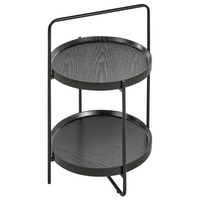 Tavolino con struttura in metallo e ripiano a 2 livelli in MDF rotondo nero stile moderno