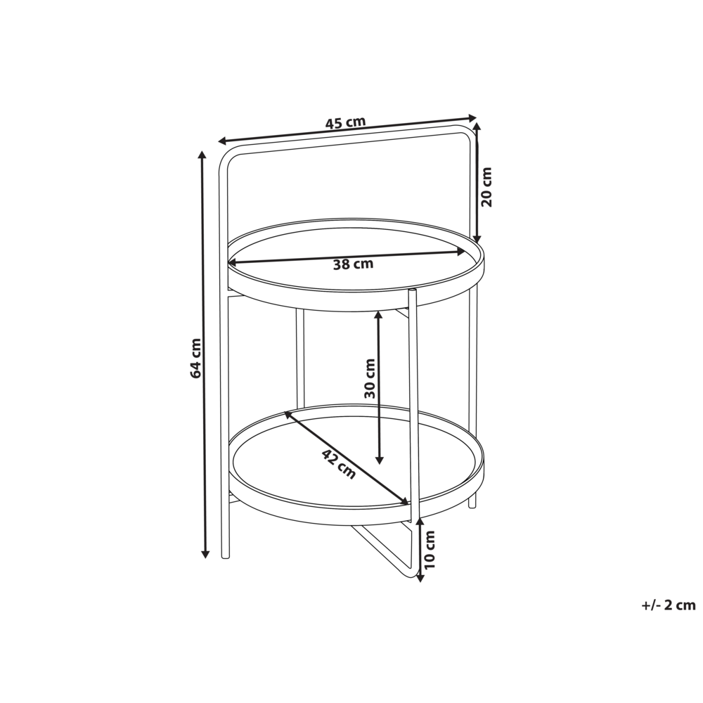 Tavolino con struttura in metallo e ripiano a 2 livelli in MDF rotondo nero stile moderno