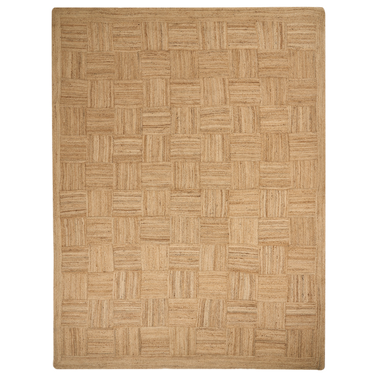 Tappeto Beige Juta 300 x 400 cm Intrecciato a mano con motivo a scacchi in stile boho naturale Tessile