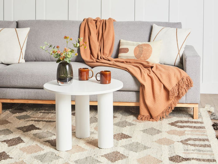 Tavolino da caffè bianco Legno ingegnerizzato Retrò Rotondo Soggiorno Legno impiallacciato