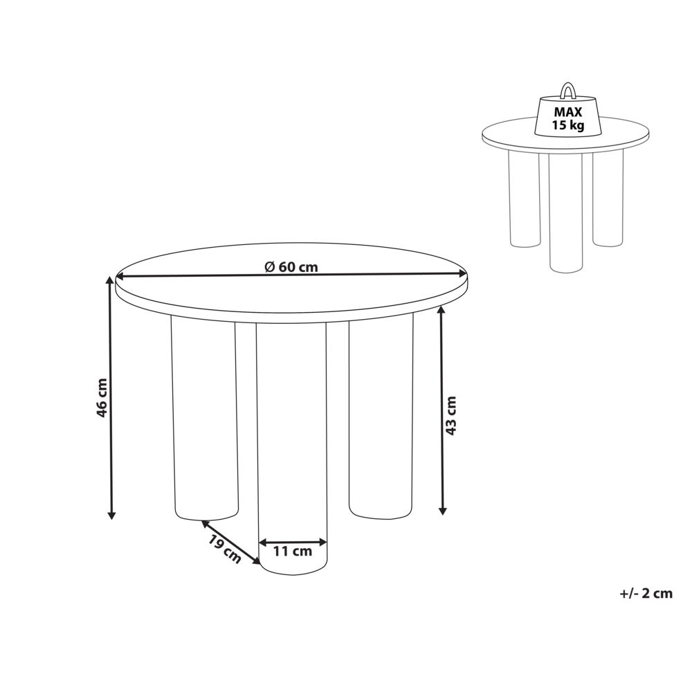 Tavolino da caffè bianco Legno ingegnerizzato Retrò Rotondo Soggiorno Legno impiallacciato
