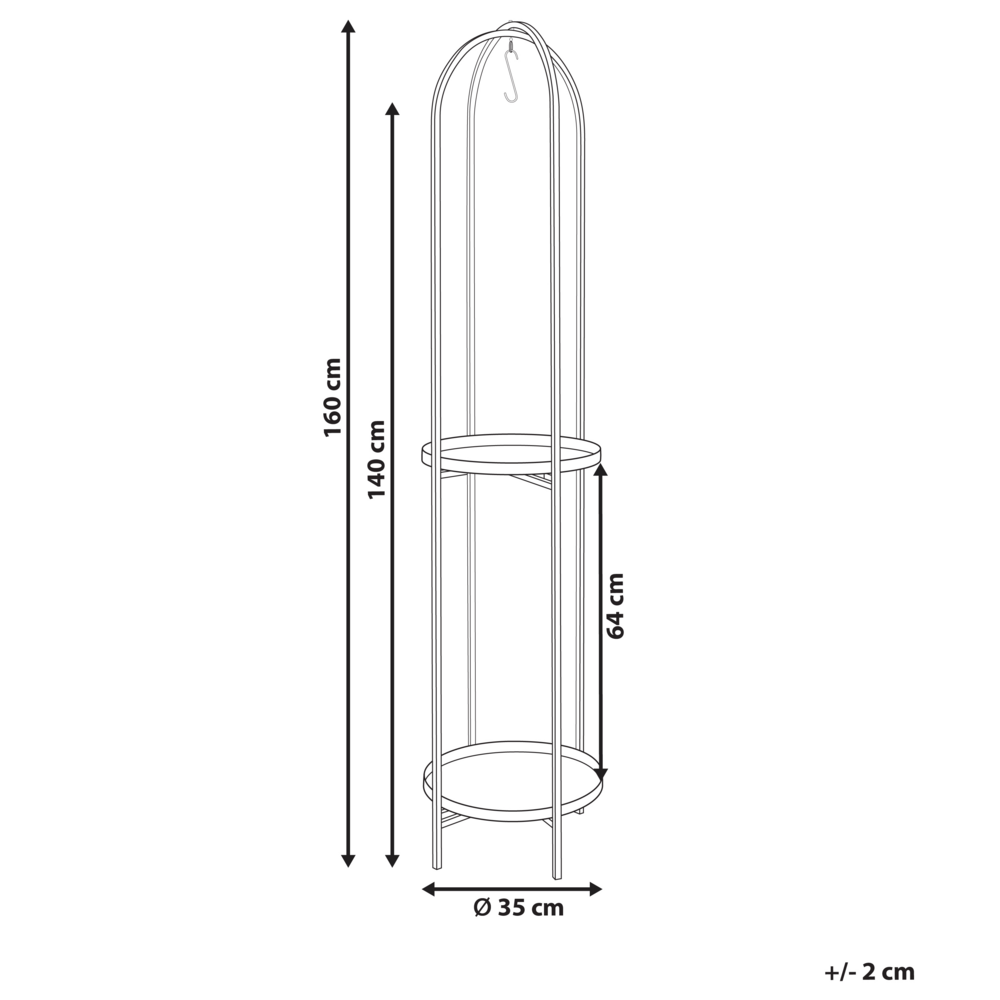 Supporto fioriere per piante rotondo in metallo nero 35 x 160 cm interno esterno