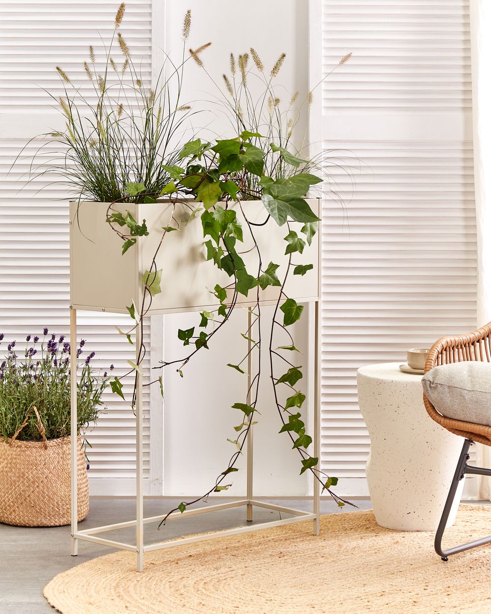 Supporto per fioriera in metallo beige per interni ed esterni