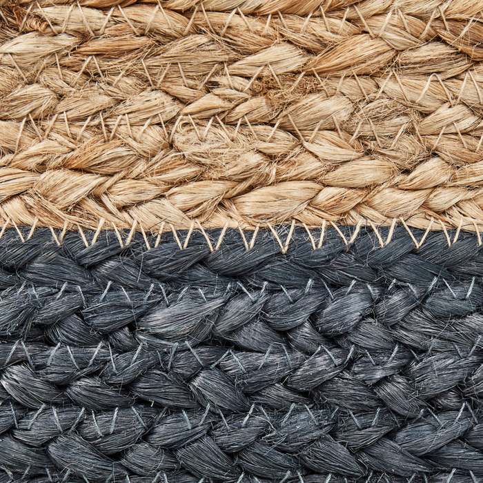 Pouf blu navy in iuta EPS con perline 50 x 50 x 40 cm Ottomano rotondo in stile Boho Accessorio per la casa