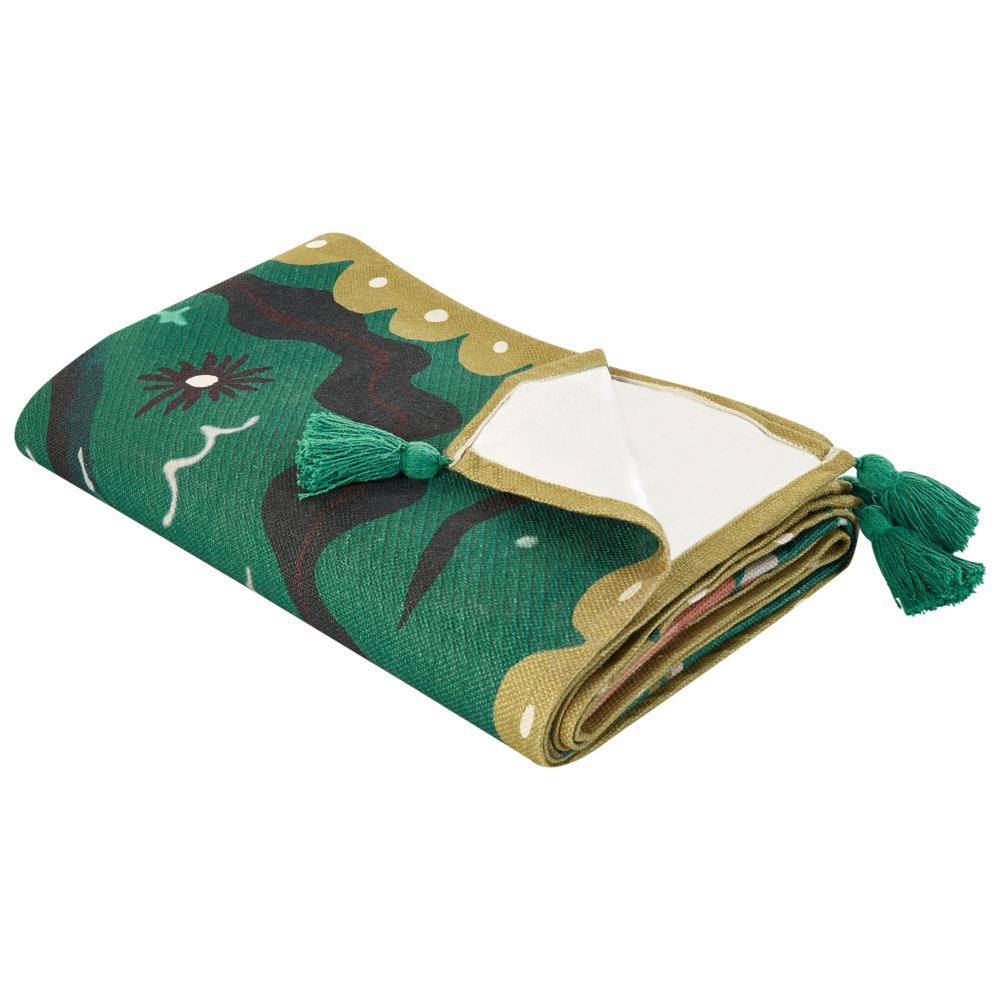 Coperta da picnic verde con cinturino con motivo animale 200 x 200 cm per esterni