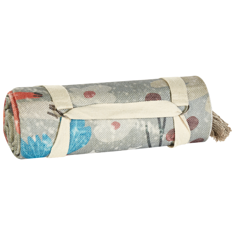 Coperta per picnic multicolore con cinturino con motivo floreale 200 x 200 cm per esterni