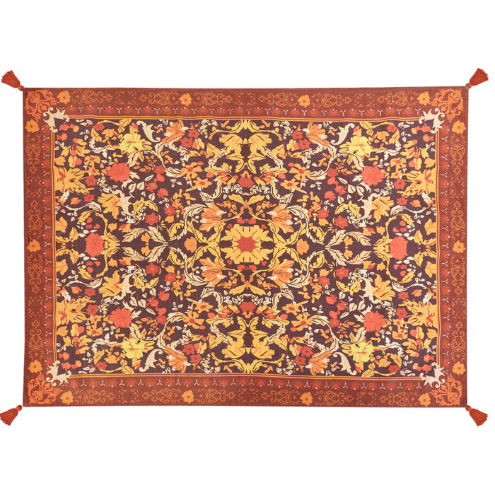 Coperta per picnic rosso con cinturino con motivo floreale 150 x 200 cm da esterno