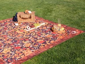 Coperta per picnic rosso con cinturino con motivo floreale 200 x 200 cm da esterno