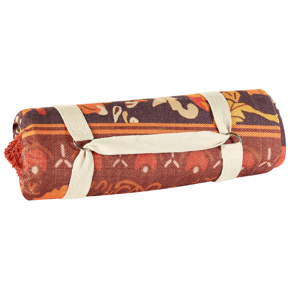 Coperta per picnic rosso con cinturino con motivo floreale 200 x 200 cm da esterno