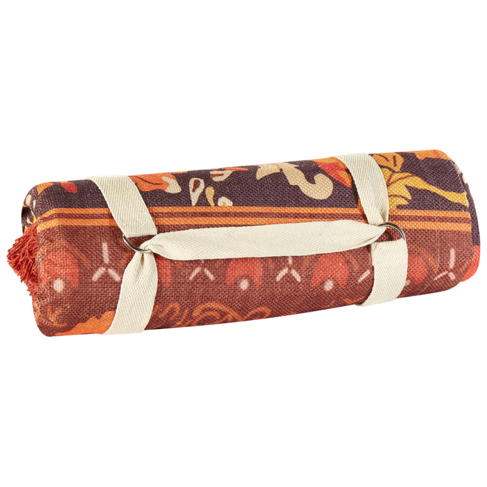 Coperta per picnic rosso con cinturino con motivo floreale 200 x 200 cm da esterno