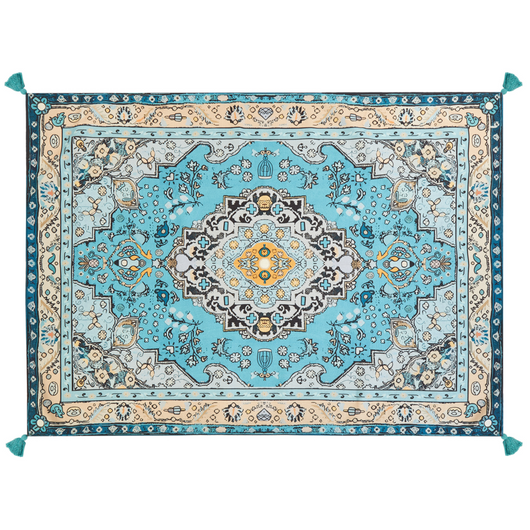 Coperta per picnic blu con cinturino con motivo orientale 150 x 200 cm per esterni