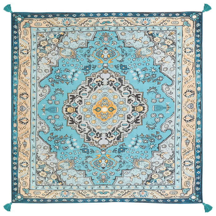 Coperta per picnic blu con cinturino con motivo orientale 200 x 200 cm per esterni