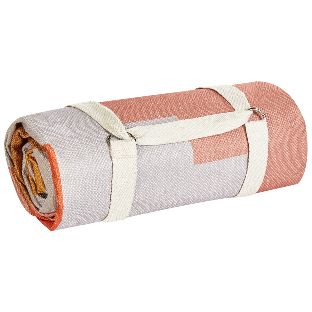 Coperta da picnic in poliestere multicolore 200 x 200 cm Intrecciata a mano a motivi geometrici con cinghia Coperta da picnic