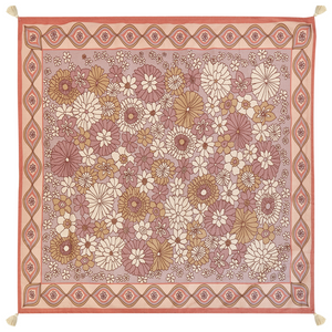 Coperta da picnic in poliestere rosa 200 x 200 cm Tessuto a mano con motivo floreale e cinghia Tappeto da picnic