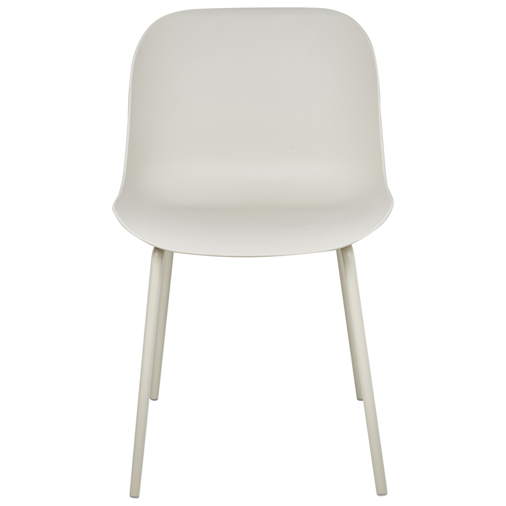 Set di 2 sedie da pranzo in plastica beige chiaro con gambe in metallo stile moderno