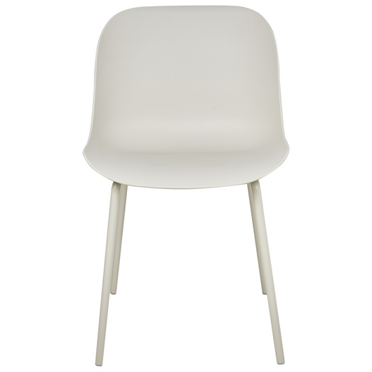 Set di 2 sedie da pranzo in plastica beige chiaro con gambe in metallo stile moderno