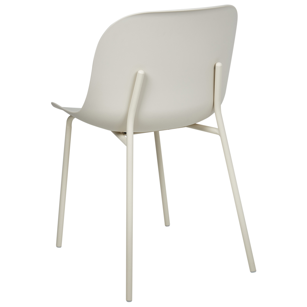 Set di 2 sedie da pranzo in plastica beige chiaro con gambe in metallo stile moderno