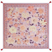 Coperta da picnic in poliestere viola 200 x 200 cm Tessuto a mano con motivo floreale e cinghia Coperta da picnic