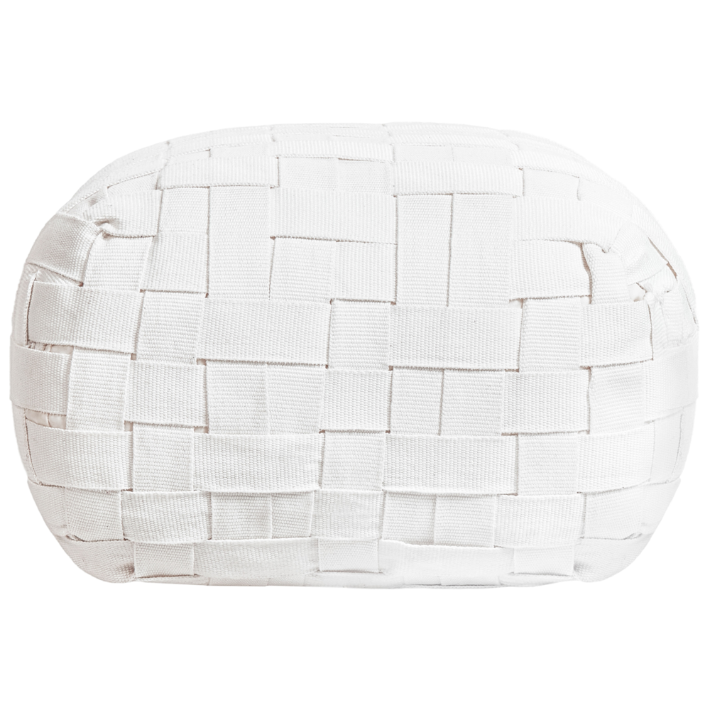 Pouf da giardino in materiale sintetico bianco sporco 50 x 50 cm Pouf da esterno intrecciato a mano in stile Boho