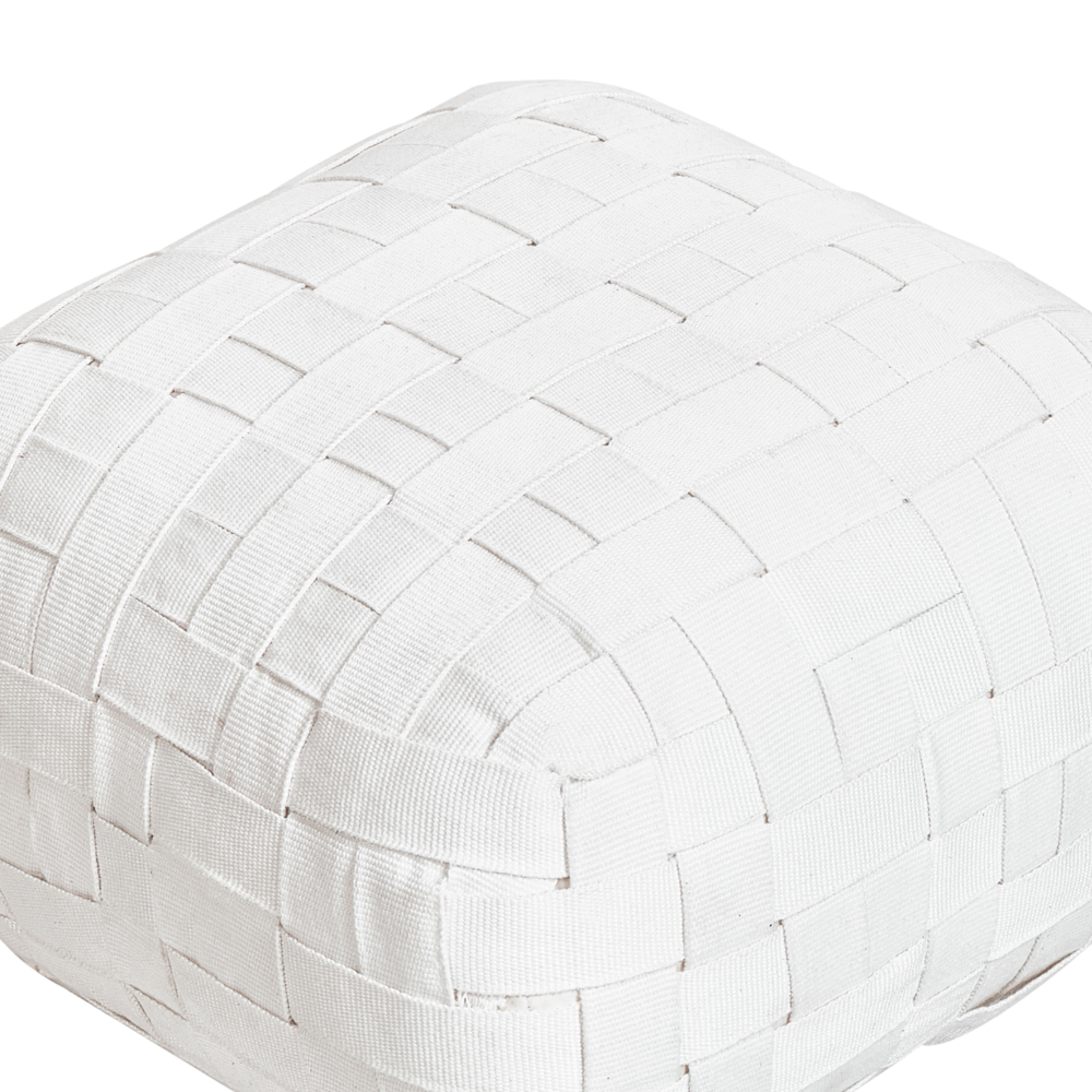 Pouf da giardino in materiale sintetico bianco sporco 50 x 50 cm Pouf da esterno intrecciato a mano in stile Boho