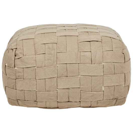 Pouf da giardino in materiale sintetico beige 50 x 50 cm Pouf da esterno intrecciato a mano in stile Boho