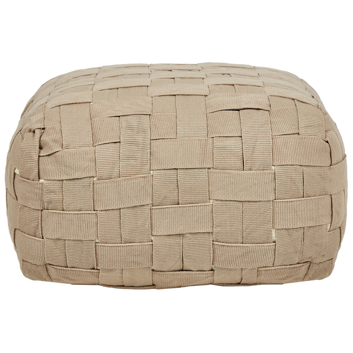 Pouf da giardino in materiale sintetico beige 50 x 50 cm Pouf da esterno intrecciato a mano in stile Boho