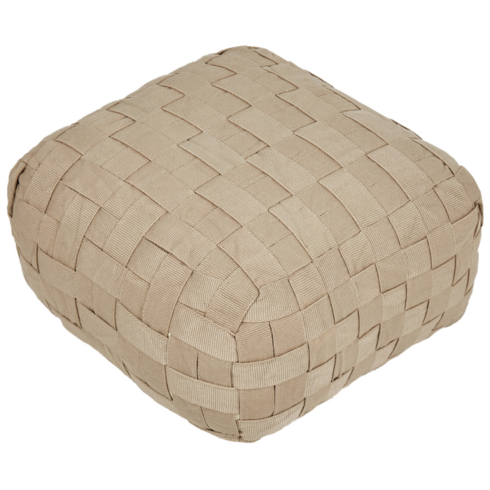 Pouf da giardino in materiale sintetico beige 50 x 50 cm Pouf da esterno intrecciato a mano in stile Boho