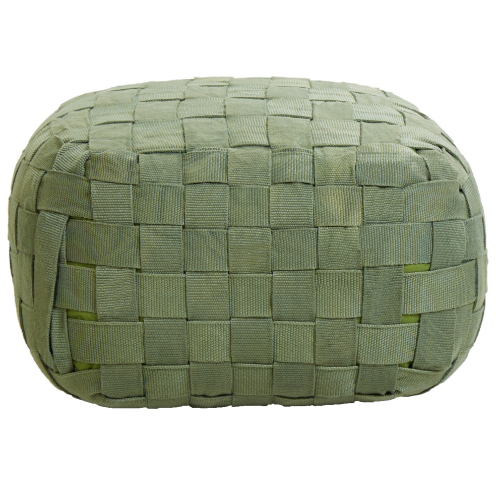 Pouf da giardino in materiale sintetico beige 50 x 50 cm Pouf da esterno intrecciato a mano in stile Boho