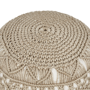 Pouf da giardino in materiale sintetico beige 50 x 50 cm Pouf da esterno intrecciato a mano in stile Boho