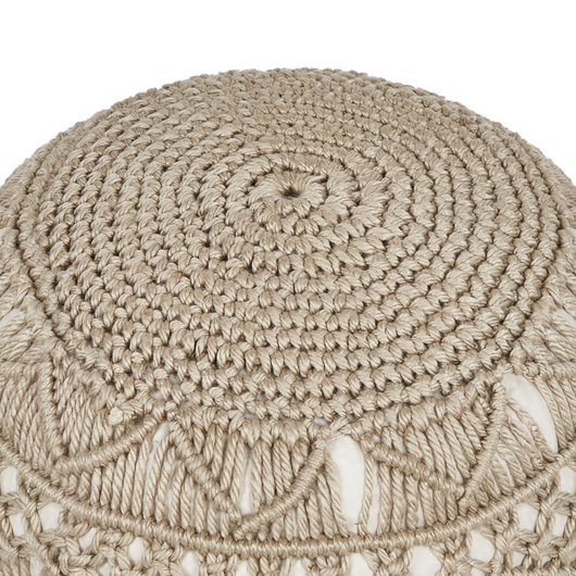 Pouf da giardino in materiale sintetico beige 50 x 50 cm Pouf da esterno intrecciato a mano in stile Boho