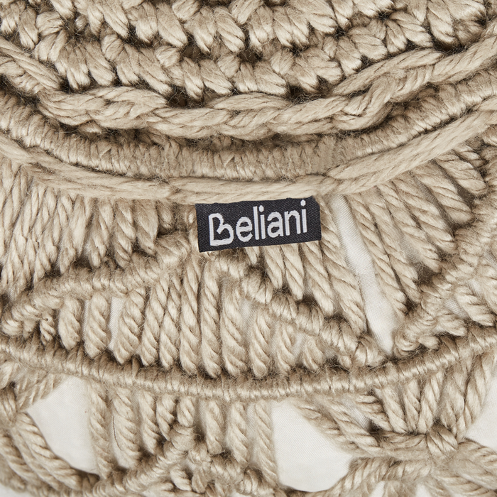 Pouf da giardino in materiale sintetico beige 50 x 50 cm Pouf da esterno intrecciato a mano in stile Boho