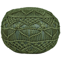 Pouf da giardino in materiale sintetico verde 50 x 50 cm Pouf da esterno intrecciato a mano in stile Boho