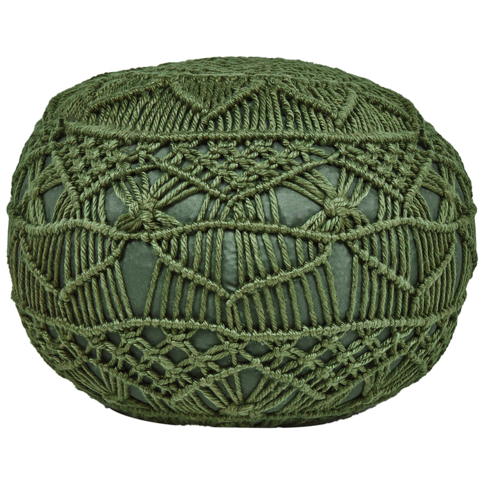 Pouf da giardino in materiale sintetico verde 50 x 50 cm Pouf da esterno intrecciato a mano in stile Boho